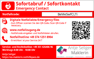 NotHilfePass Rückseite